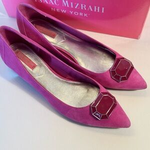 Isaac Mizrahi Fuchsia Flats with Gem Detail